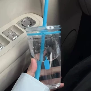 Blue Bottle Coffee Clear Cold Tumbler 450ml แก้วกาแฟพร้อมหลอด ฟรีสําหรับรถสํานักงาน