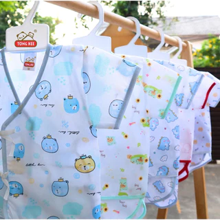 Baby heart (เซต 5 ตัว)เสื้อเดี่ยวผูกหน้า ผ้าป่านเด็กแรกเกิด(0-3 เดือน)