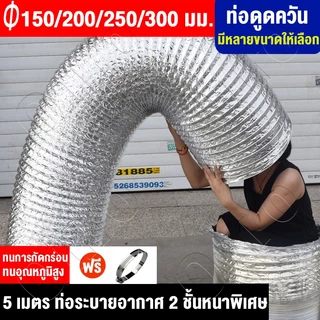 ท่ออลูมิเนียมฟอยล์ ท่อฟอย์ด แบบตัดแบ่ง 6" 8" 10" 12" x 5 เมตร ท่อดูดควัน ท่อปล่อยควัน ท่อลมระบายอากาศ