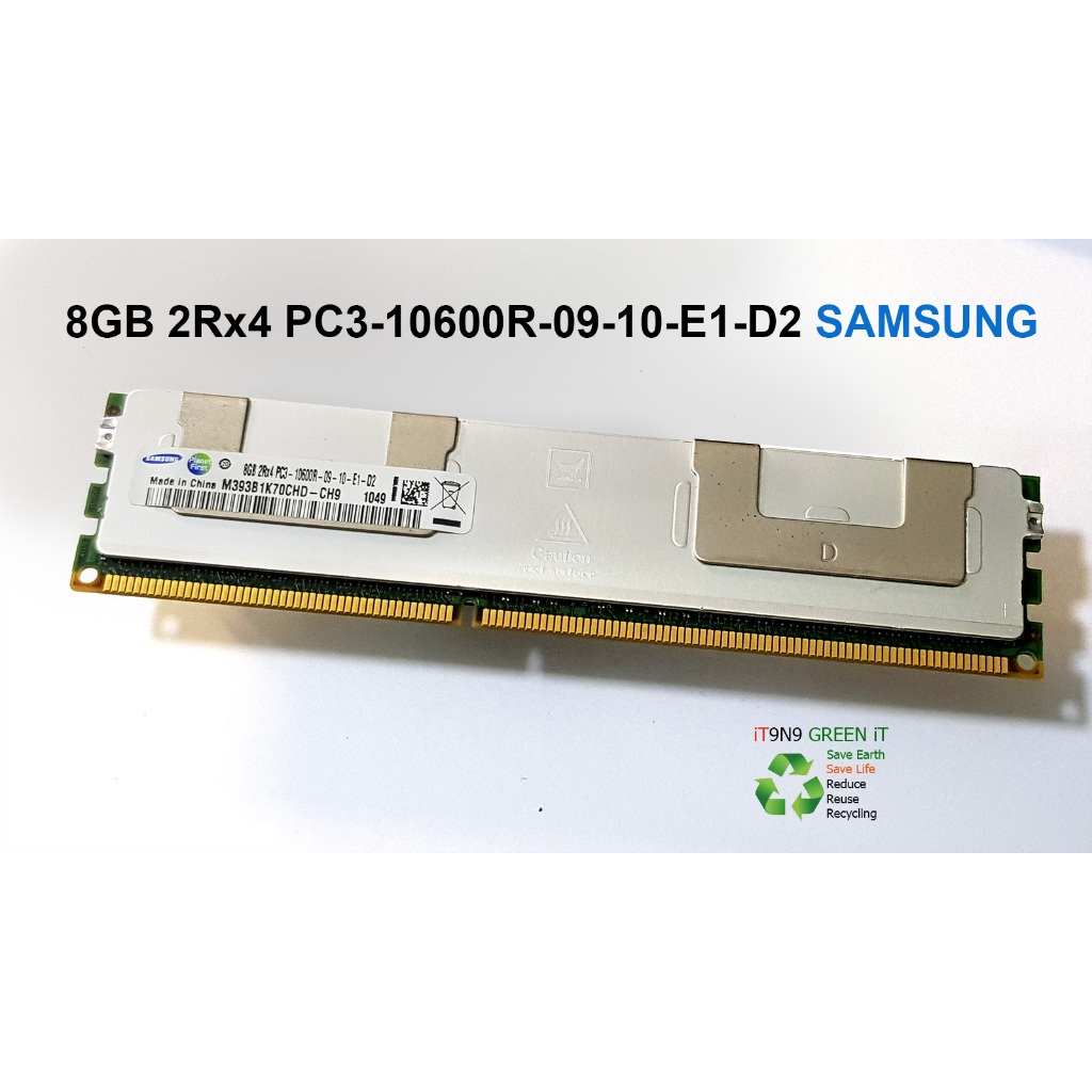 REG ECC 8GB 2Rx4 PC3-10600R-09-10-E1-D2 SAMSUNG มือสอง ใส่บอร์ด X79 Workstation HP Z420 Z620 Dell T5
