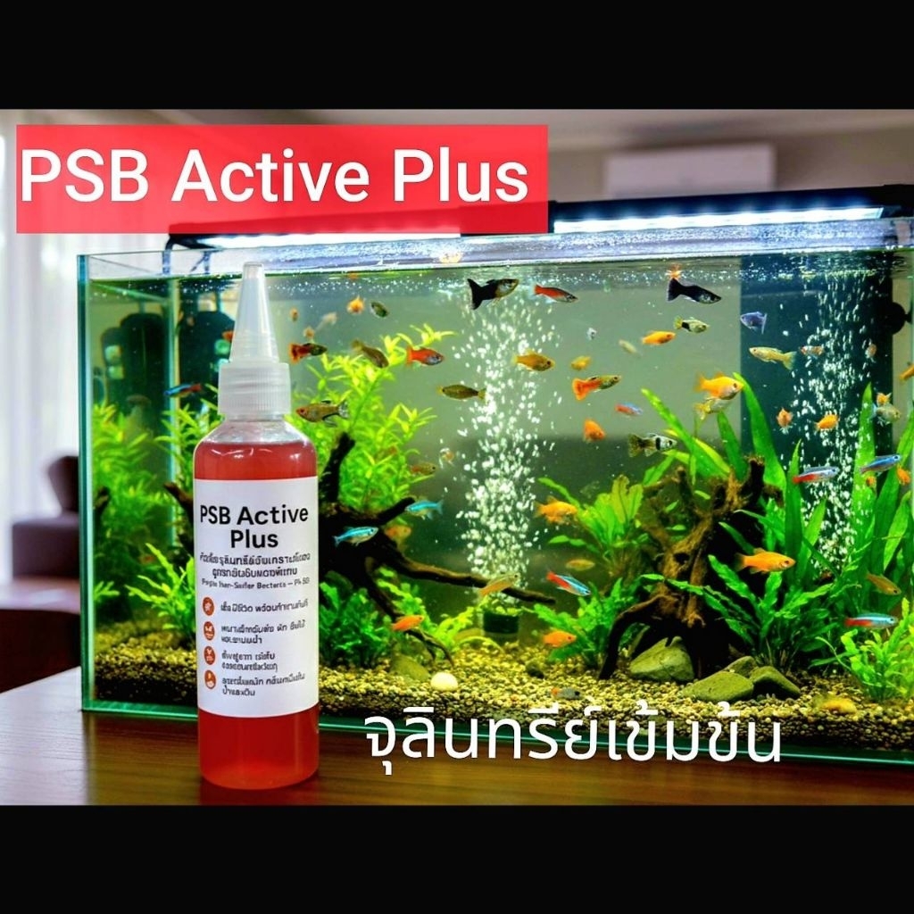 PSB Active Plus หัวเชื้อจุลลินทรีย์ สำหรับ ตู้ปลาบ่อปลา พืชน้ำต้นไม้สูตรเข้มข้นแดงพิเศษ