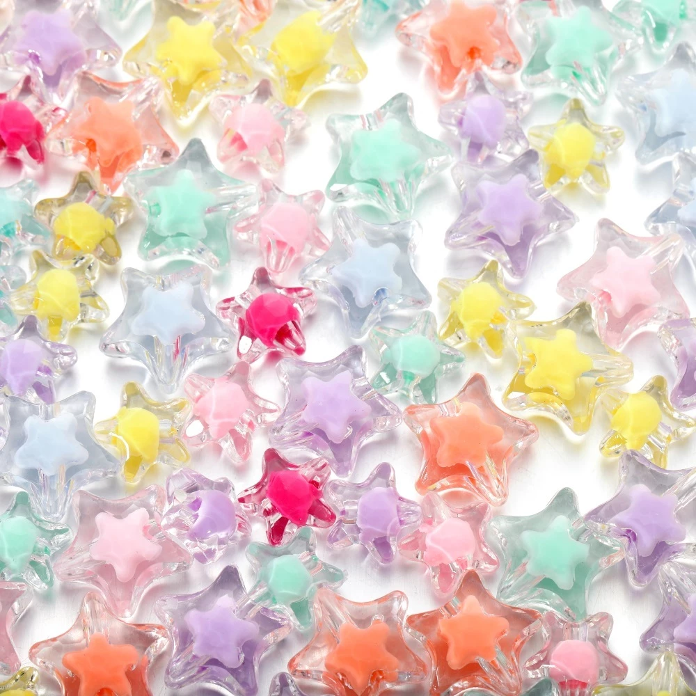 20 ชิ้น ลูกปัดดอกไม้อะคริลิคลูกปัดดอกไม้ห้าใบสามารถใช้ในสร้อยคอ DIY จัดส่งจากไทย