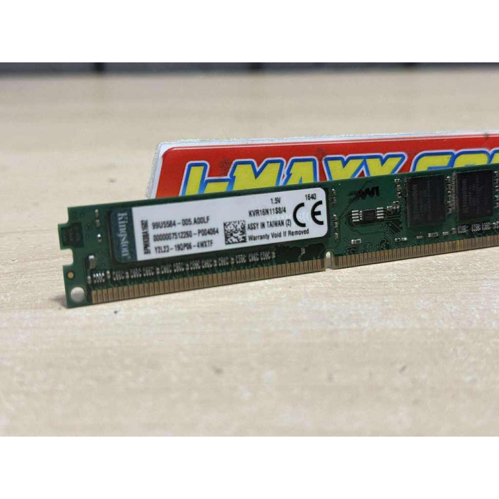 RAM PC(แรม) KINGSTON KVR16N11S8/4  DDR3 4GB แท้100% BUS1600 มือ2