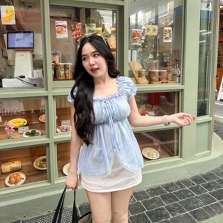 เสื้อชีฟองแขนตุ๊กตา ทรงมินิเดรส น่ารักๆ ผ้าสวย ดึงยางรอบตัว ผ้าพริ้วใส่สบาย ยืดได้เยอะ P28