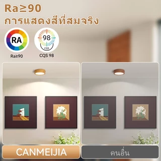 CANMEIJIA โคมพาแนลลายไม้ (ติดลอย) โคมไฟดาวน์ไลท์ 5/10/15/25W Downlight กลม Panel LED สำนักงาน ห้าง บ้านพักอาศัย โรงแรม