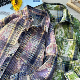 knowyou_เสื้อเชิ้ตผู้ชายลายสก็อตแขนยาวสไตล์วินเทจ ใส่เที่ยว ใส่ทำงาน สวมใส่สบาย M-2XLพร้อมส่ง
