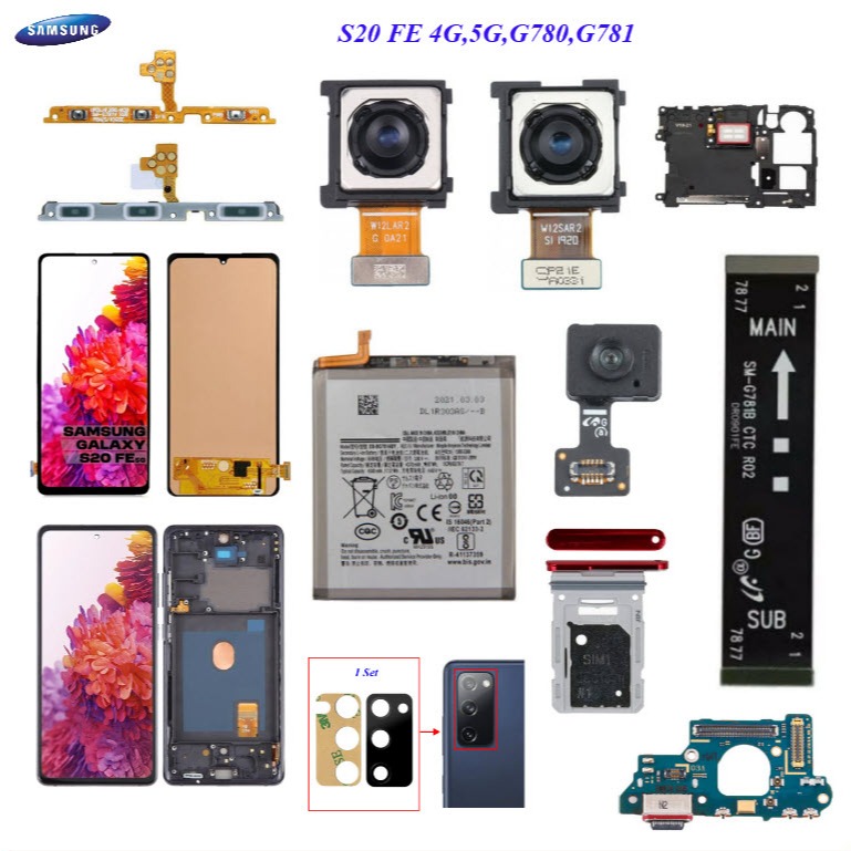 อะไหล่มือถือ Samsung S20 FE 4G,5G,G780,G781/สายแพร/กระจกเลนส์กล้อง/กล้อง/ลำโพงหูฟัง/ถาดใส่ซิมการ์ด/แบต EB-BG781ABY
