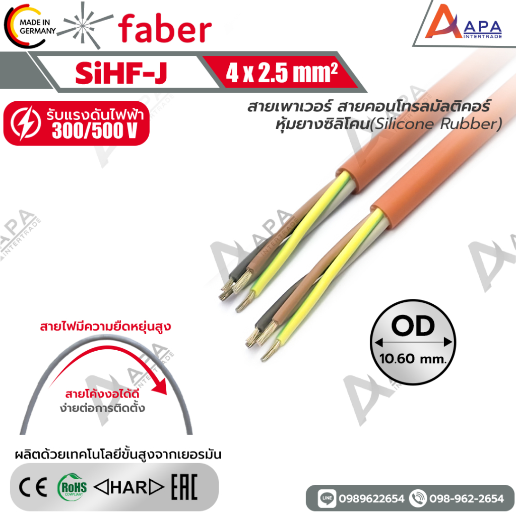 SiHF-J 4x2.5 SQ.MM. FABER KABEL (ราคาต่อเมตร) (สั่งขั้นต่ำ 10 เมตร)