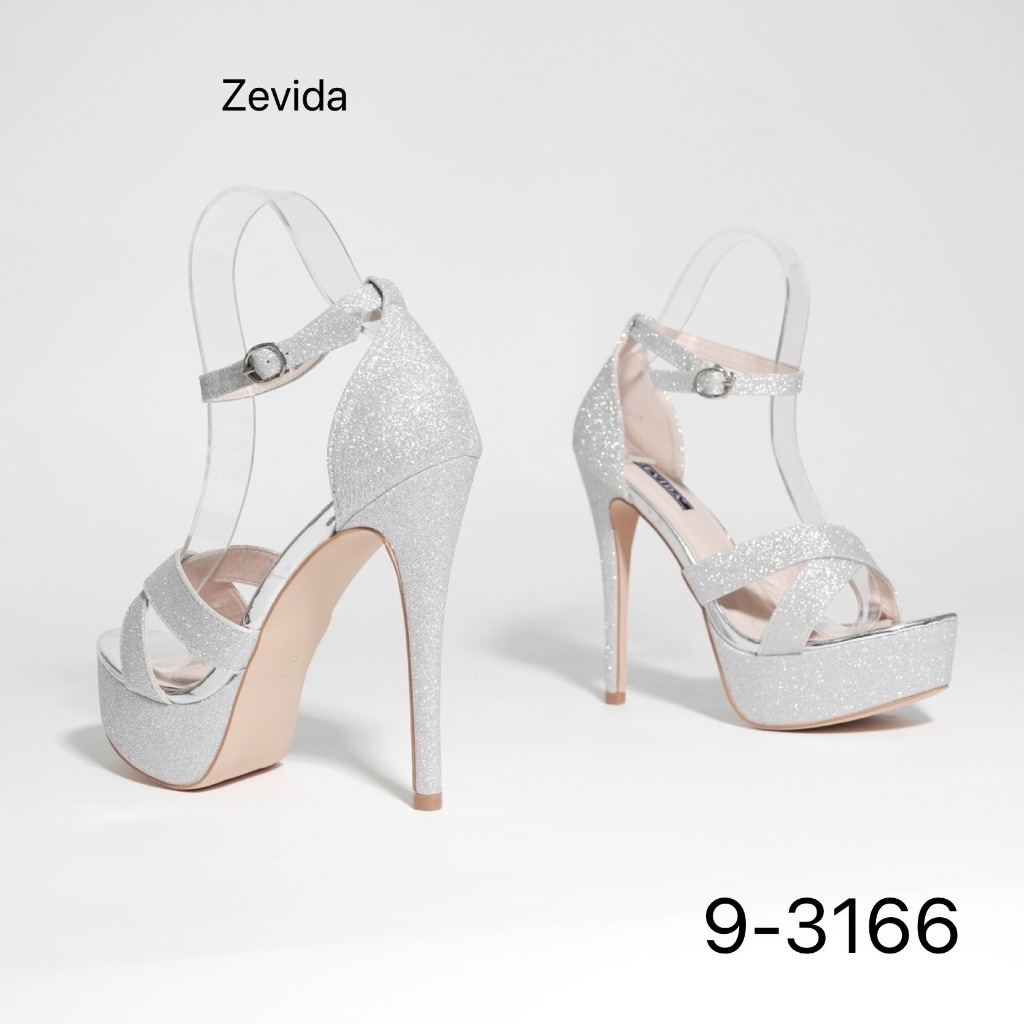 รองเท้าส้นเข็มหนังแก้วรัดข้อ สูง 5.5 นิ้ว รุ่น 9-3166/3165