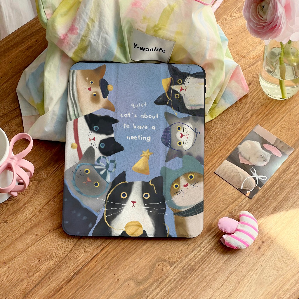 พร้อมส่ง case iPad Gen12 Gen9 Gen11 Air8 11/13ที่ใส่ปากกา ครอบครัวลูกแมว เคสiPadหมุน 360°Air7 Gen10 ราคา ถูกที่สุด ดีลบีเคเค แกลเลอรีภาพที่ 7