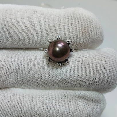 T71แหวนเงินแท้มุกแม่น้ำสีดำพร้อมส่ง