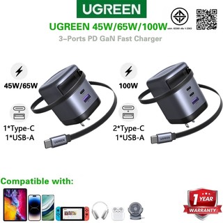 Ugreen RoboGaN 45W/65W/100W USB C USB A Charger Mini Robot Nexode 3 พอร์ต GaN Fast Charger