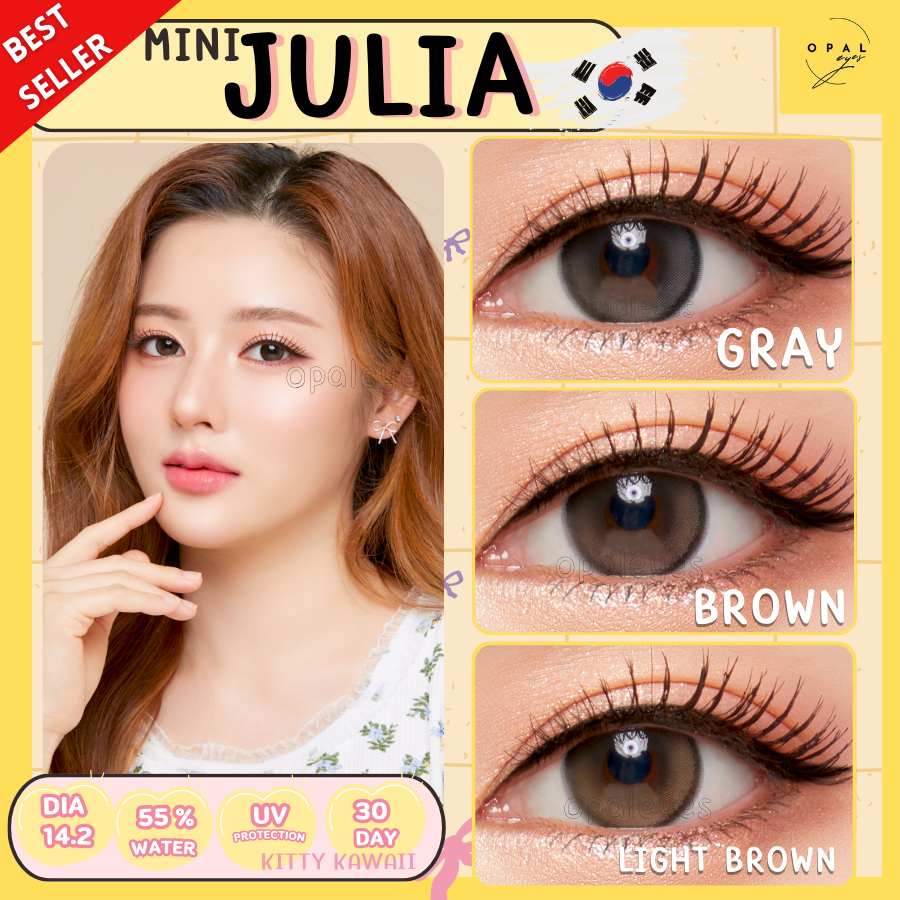 Kitty Kawaii Contact Lens : Mini Julia คอนแทคเลนส์ ขนาดมินิ ✨  Brown/ Light Brown / Gray  🌷ขายดีมาก