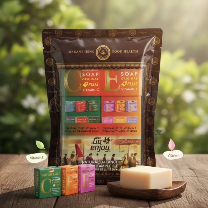 🧼 สบู่มาดามเฮง Vitamin C & E 50g (กล่อง 6 ก้อน 6 สูตร) ของแท้ 100%NATURAL BALANCE SOAP ORIGINAL PLUS – FORMULA