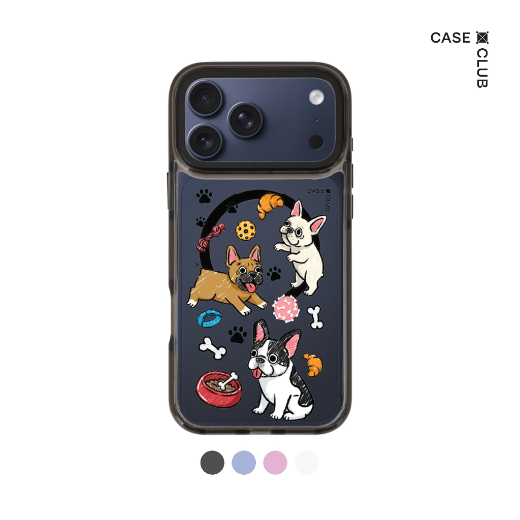 CaseClub เคสไอโฟน เคส ขอบสี เคสแม่เหล็ก ลาย French Bull Dog Play Time สำหรับ i17 Pro Max/i17 Pro/ ไอโฟฟน Air /i13