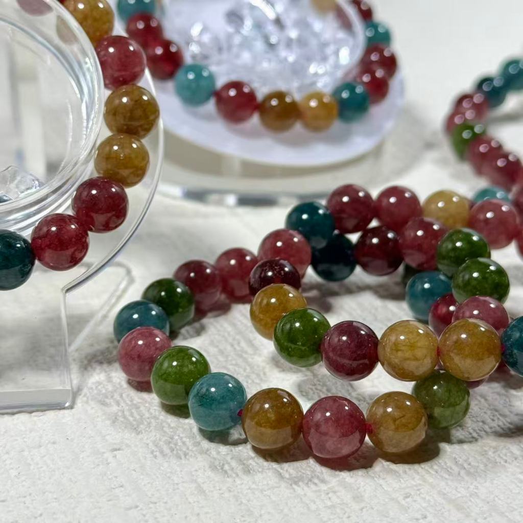 【ขายขาดทุน】Tourmaline ทัวร์มาลีน กำไลหิน ติพลังงานสูงหิน หินเสริมดวง  ทัวร์มาลีนที่มีสีสัน ขนาด10มิล - รูปที่ 5