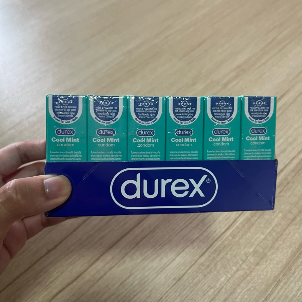 ลดล้างสตอค🔥6กล่อง Durex ถุงยางอนามัย ดูเร็กซ์ รุ่น คูลมินต์ ขนาด 52.5 mm. แพ็ค 3 ชิ้น x 6 กล่อง - Durex Cool Mint Condom