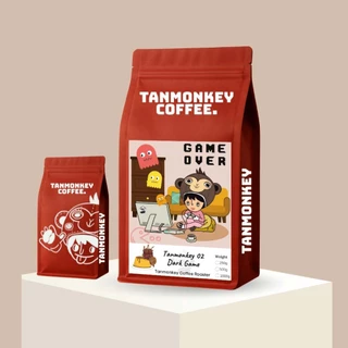 Tanmonkey Coffee Dark Game เมล็ดกาแฟคั่วเข้ม ไม่เปรี้ยว Brazil House Blend 250 g. (Caramel Pudding)