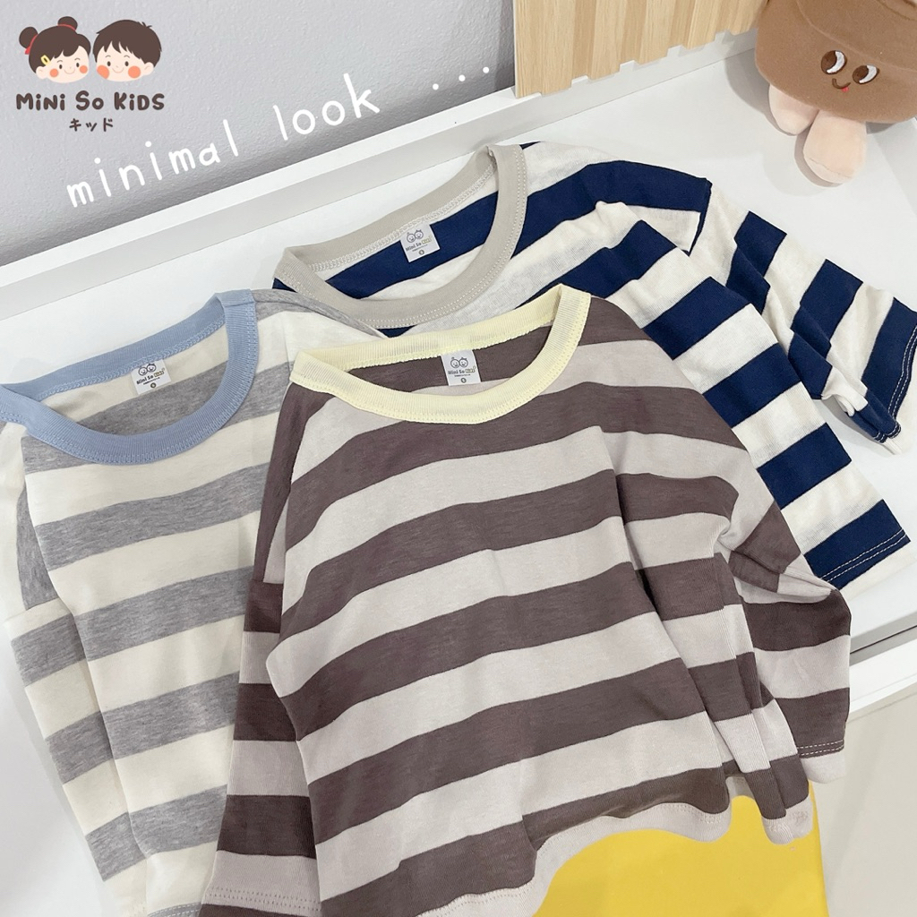 เสื้อแขนยาวเด็ก ทรงโอเวอร์ไซส์ ลายขวาง มินิมอล👦🏻👧🏻