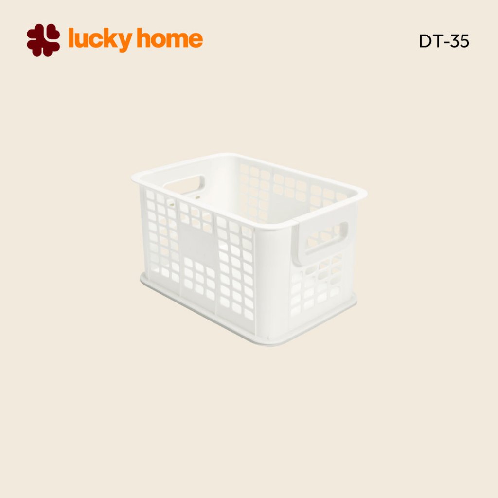 LUCKY HOME ตะกร้าพลาสติกใส่ของ (S) DT-35 ขนาด( กว้าง  x ยาว x สูง ): 21.5 x 31.5 x 17.6 cm