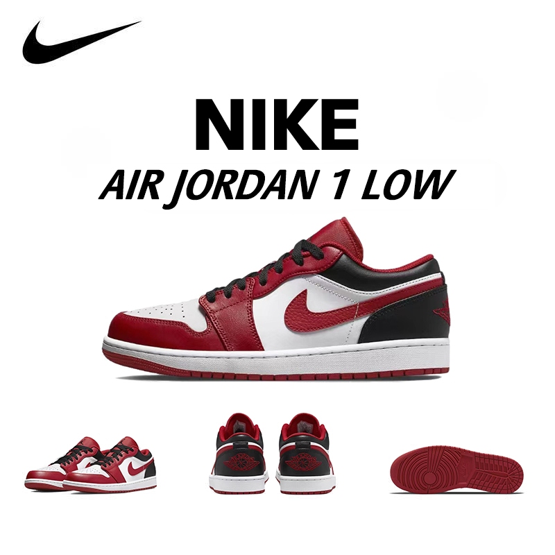 แท้💯% Air Jodan 1 Low Bulls รองเท้าผ้าใบหุ้มส้นต่ำ แบบยูนิเซ็กส์ 553558-163