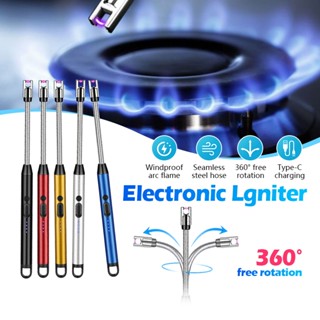ที่จุดแก๊ส ที่จุดเตาแบบไฟฟ้า ปรับได้ 360° ไฟแช็ก usb ปืนจุดไ…