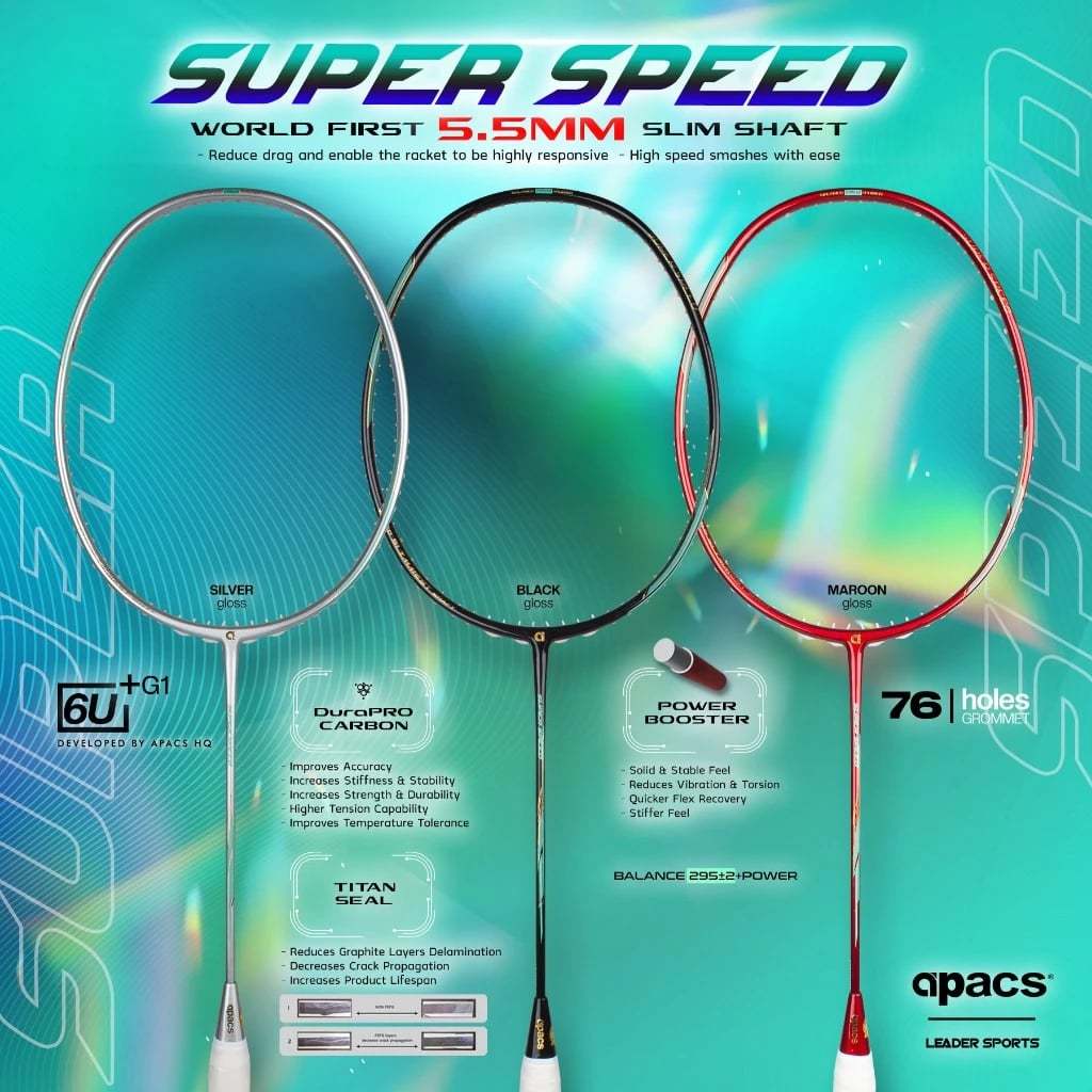 APACS SUPER SPEED (6U/G1) WORLD'S SLIMMEST SHAFT 5.5mm ไม้แบดมินตัน (สินค้าลิขสิทธิ์แท้ 100%)