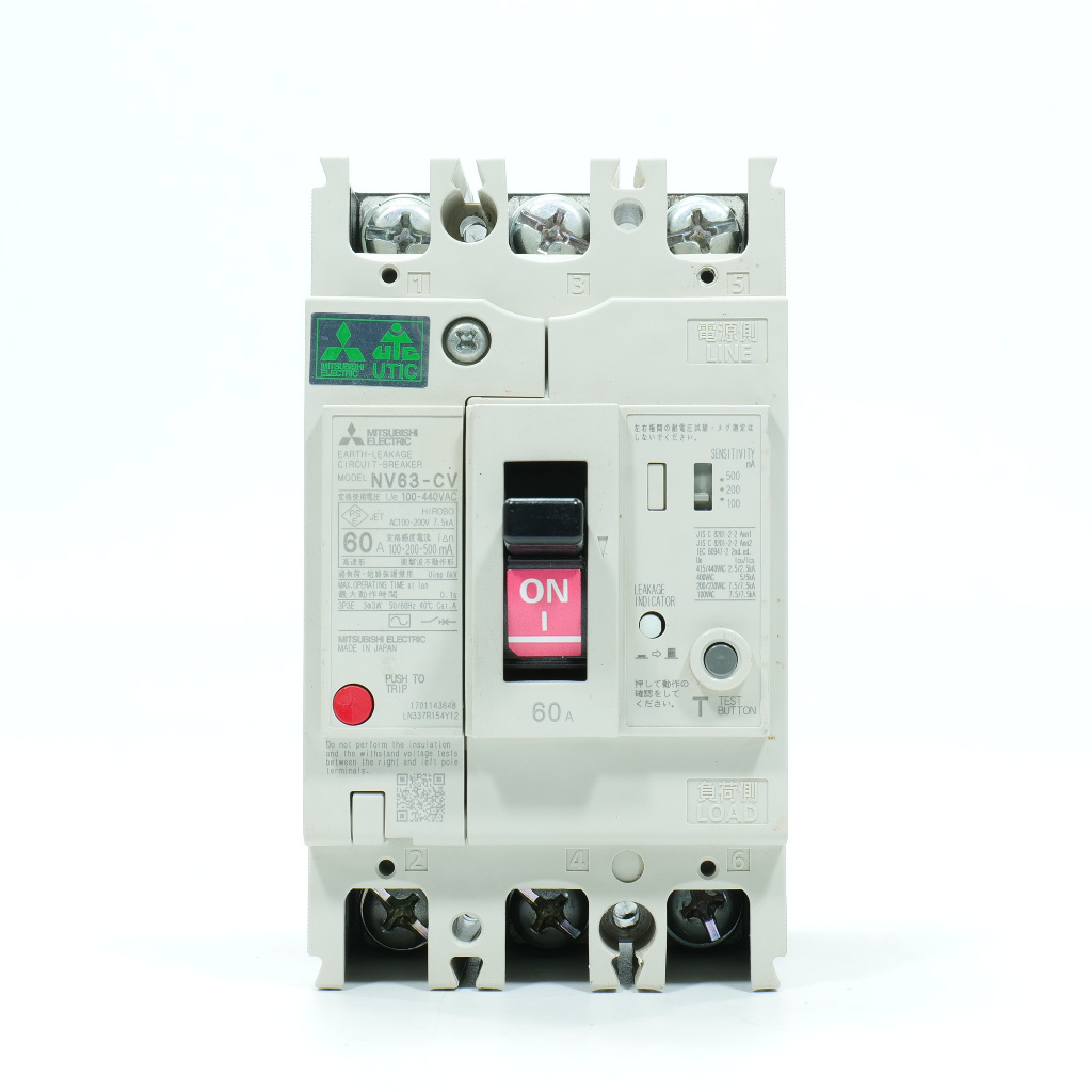 NV63-CV MITSUBISHI NV63-CV ELCB NV63-CV MITSUBISHI NV63-CV 3P 60A 100-200-500mA ELCB NV63-CV 3P 60A 