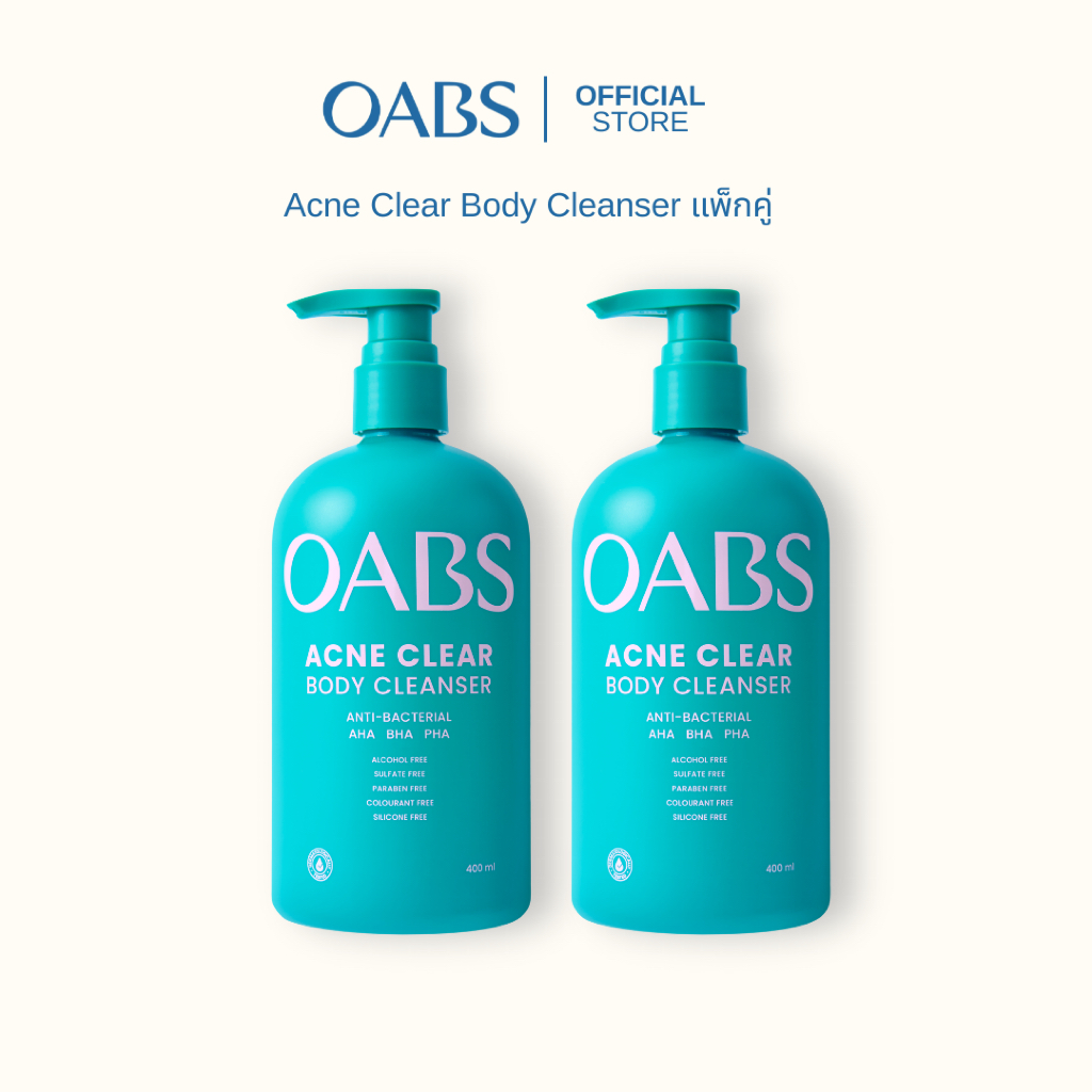 [2 ชิ้น]  OABS Acne Clear Body Cleanser 3 พลัง AHA, BHA, PHA อ่อนโยนต่อผิว เข้มข้นต่อสิว 400ML