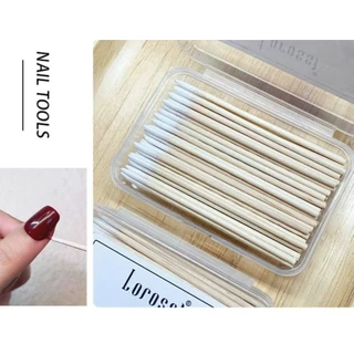 แท่งไม้พันสำลี 2 ตัวเลือก LORROSSI●KANIU สำหรับเช็ดขอบเล็บ ยาว 7●10 ซม. บรรจุกล่อง พร้อมส่ง