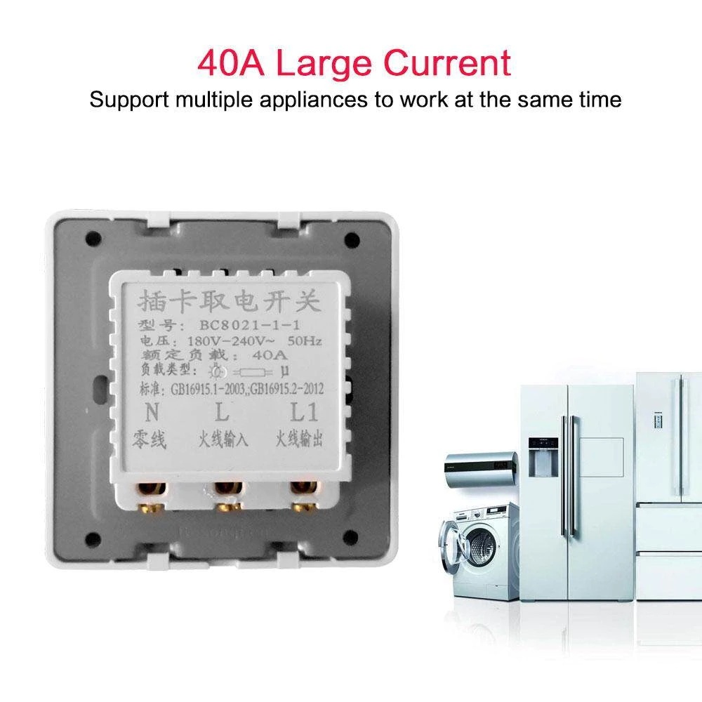 สวิตช์ไฟบัตรโรงแรมโรงแรม 40A รูปที่ 3