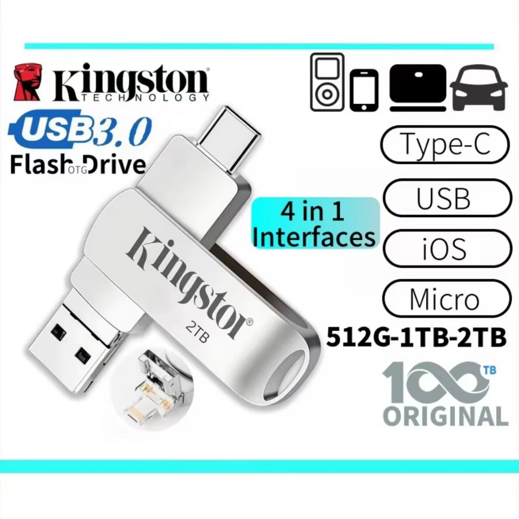 Kingstong 2TB 4 in 1 OTG Flash Drive USB Type-C U Drive Pendrive High Speed Pen Drive for Phone/PC 5