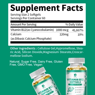 Lukaree Vitamin B12 Capsules พรีเมียม วิตามินบี 12 เสริมภูมิคุ้มกัน พลังงาน สมาธิ และความมีชีวิตชีวา