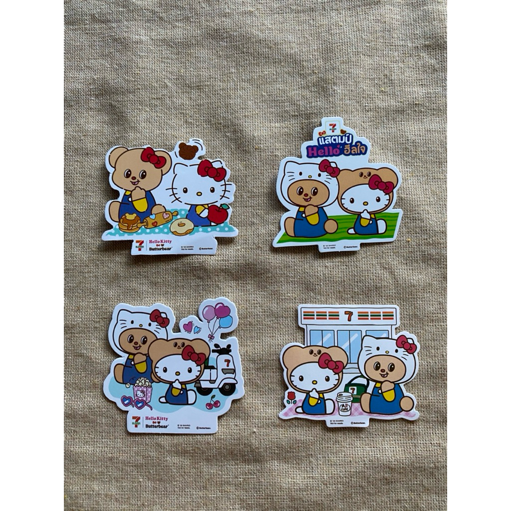 สติ๊กเกอร์ 7-11 hello Kitty x butterbear ตามภาพ หมีเนย x เฮโล คิตตี้