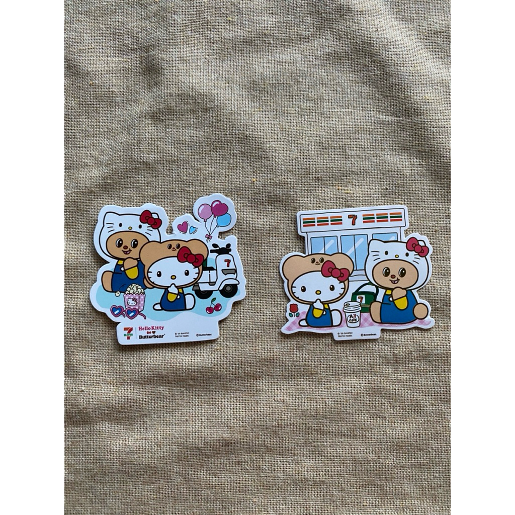 สติ๊กเกอร์ 7-11 hello Kitty x butterbear ตามภาพ หมีเนย x เฮโล คิตตี้