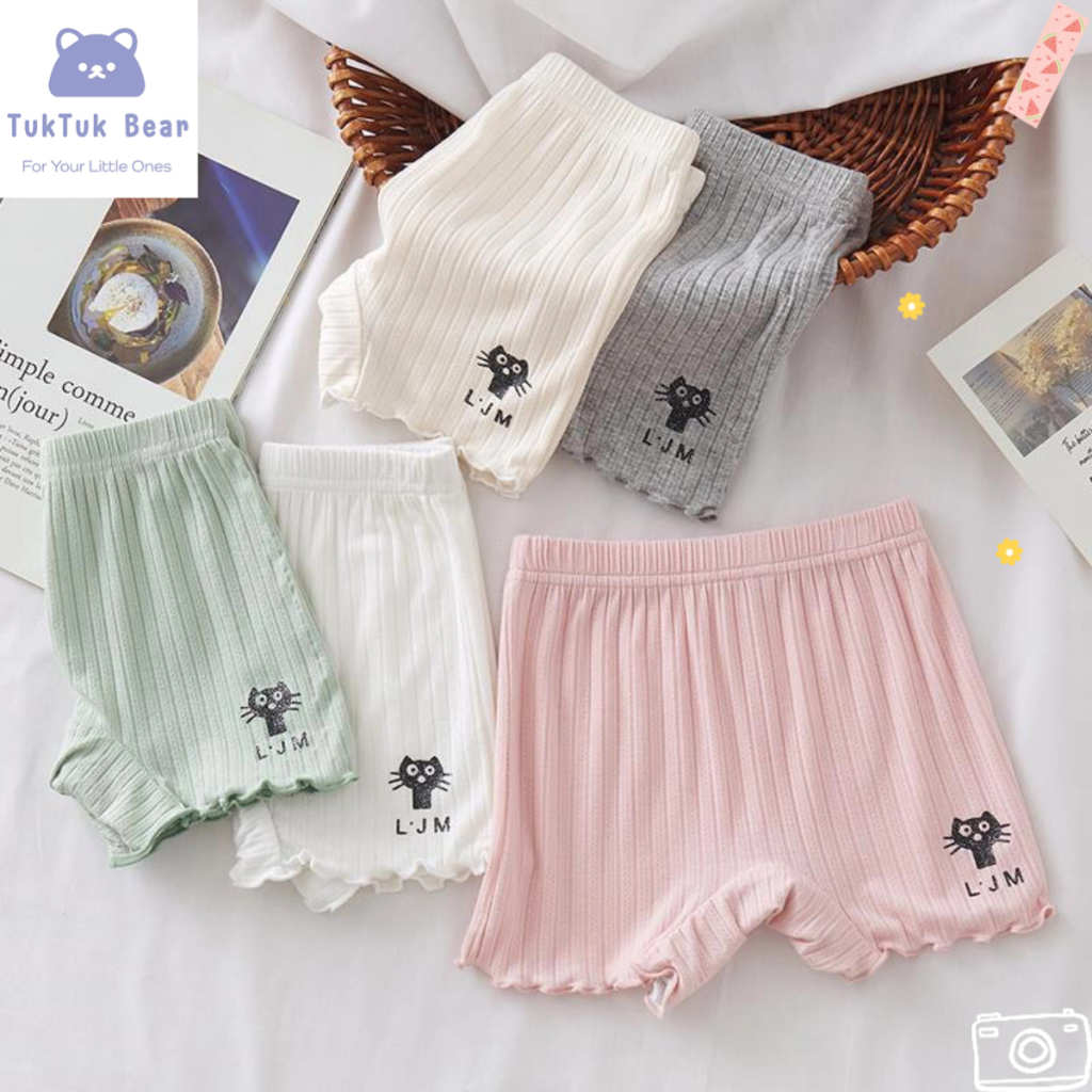 กางเกงในเด็ก กางเกงขาสั้นเด็ก มีหลายสีให้เลือก ลายแมวน่ารัก ผ้านุ่ม พร้อมส่ง