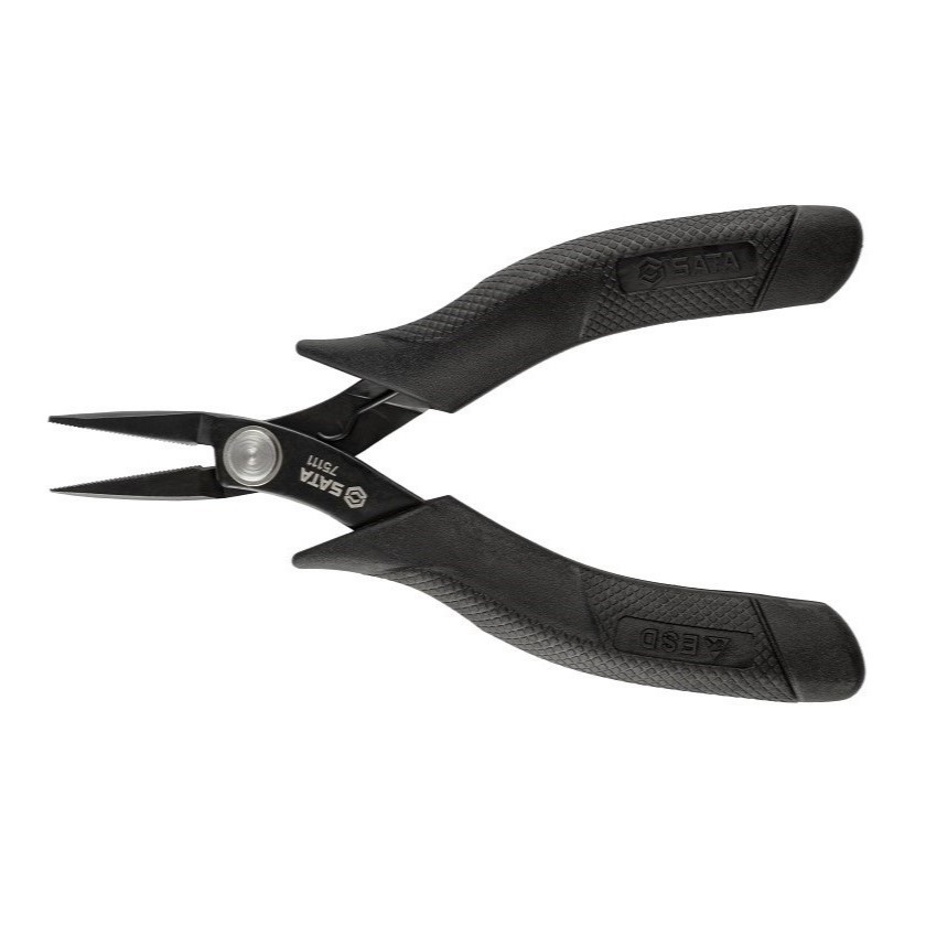 SATA 75111 คีมปากแหลม คีมปากยาว มินิ ป้องกันไฟฟ้าสถิต มีฟัน 6 นิ้ว