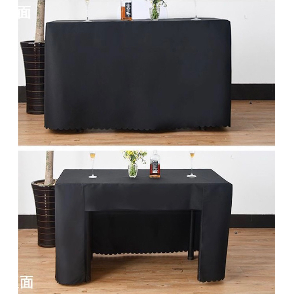 ผ้าคลุมโต๊ะสัมนา สำหรับโต๊ะ 180*60*75 ซม. (ยาวกว้างสูง) เนื้อผ้าโพลีเอสเตอร์ ตัดเย็บสวมเข้าพอดีโต๊ะ