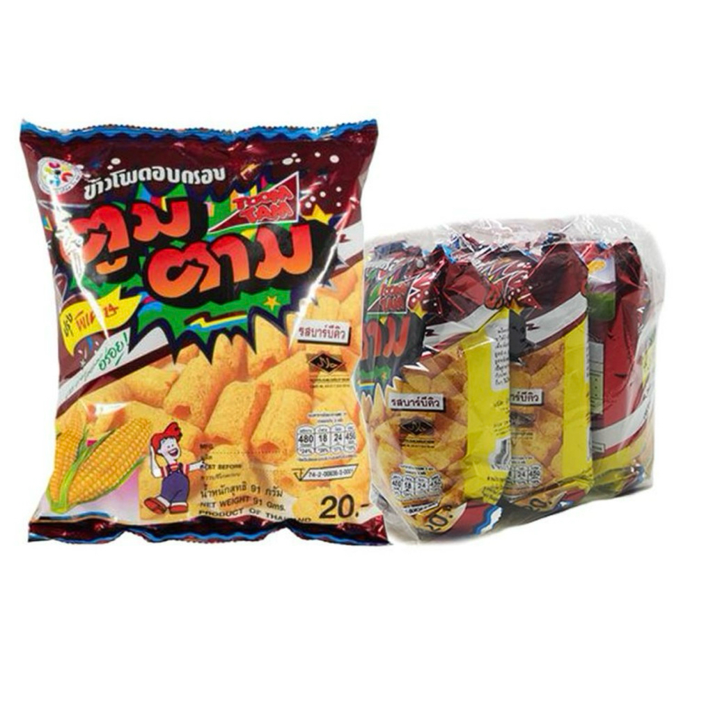 🚗delivery ตูมตาม ข้าวโพดอบกรอบ รสบาร์บีคิว 91 กรัม*3ห่อ