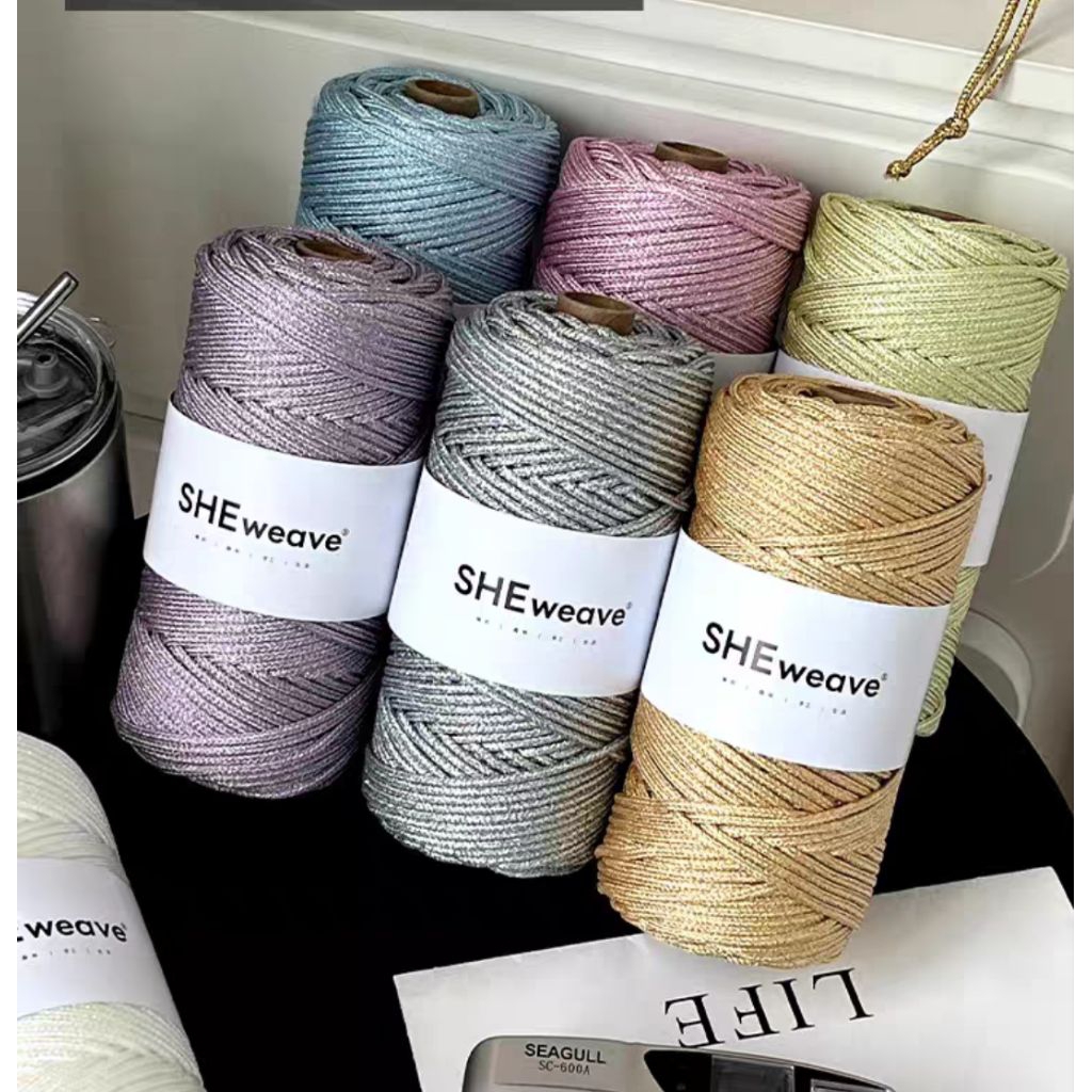 เชือกมัดเมคราเม่ 𝘊𝘰𝘳𝘦-𝘚𝘱𝘶𝘯 metalic 3mm.100m., สำหรับมัดเมคราเม่ 𝘿𝙄𝙔 ต้นคริสต์มาสตกแต่ง งานคราฟท์