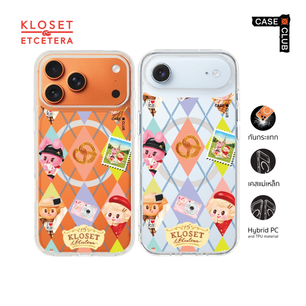 CaseClub เคสไอโฟน ซัมซุง เคสแม่เหล็ก ลาย KLOSET Bonbon Bleu สำหรับ i17 Pro Max/i17 Pro
