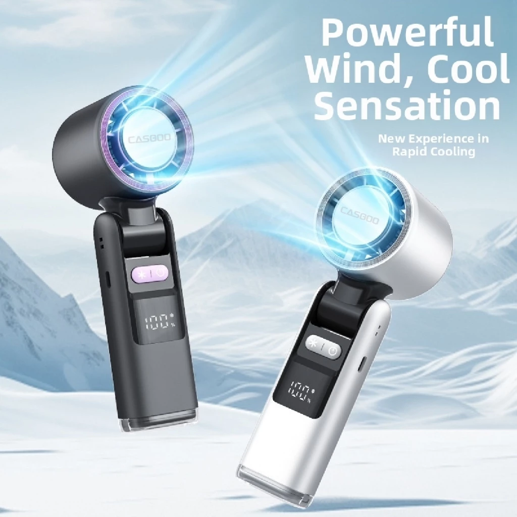 CASGOO K801 พัดลมไอเย็น ICE Cooling ปรับลม199ระดับ เย็น16°C มอเตอร์13000rpm แบตใหญ่ ปรับ180° ได้ไฟฉาย สายคล้องฟ thumbnail 6