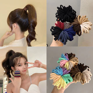 ยางรัดผมแบบยืดหยุ่นสไตล์เกาหลีสีพื้น 50 ชิ้น/เซ็ต เครื่องประดับผมสำหรับผู้หญิง