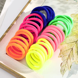 ยางรัดผมแบบยืดหยุ่นสไตล์เกาหลีสีพื้น 50 ชิ้น/เซ็ต เครื่องประดับผมสำหรับผู้หญิง