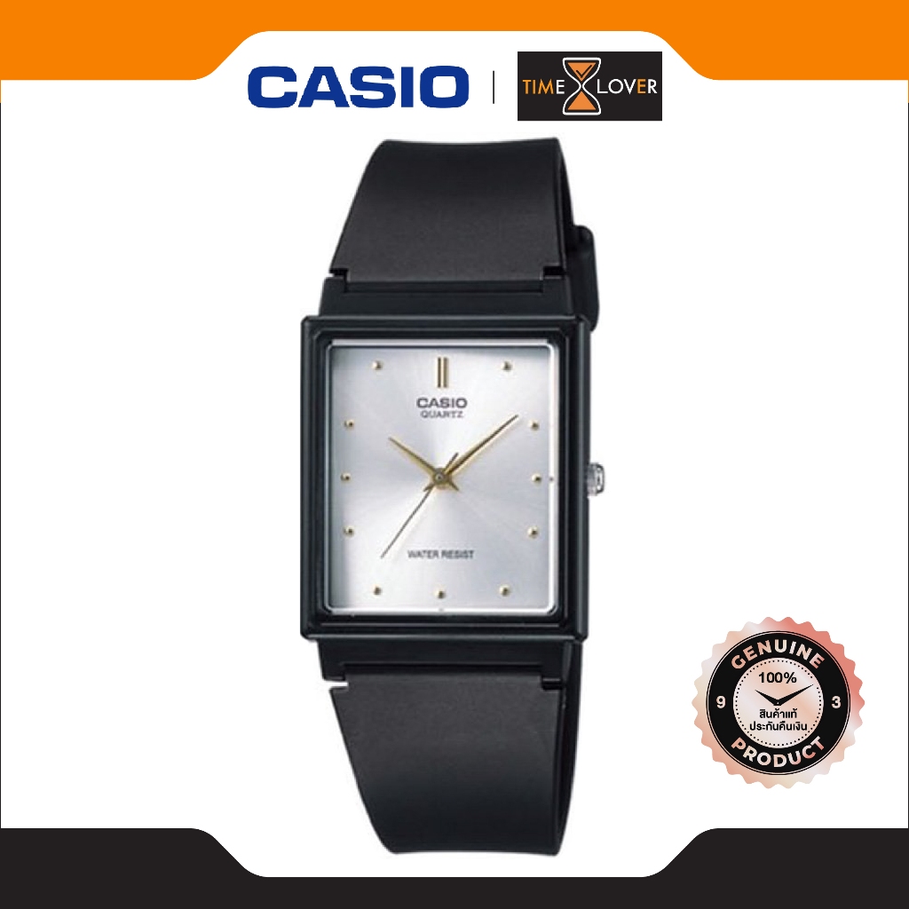 Casio รุ่น MQ-38-7A นาฬิกาข้อมือผู้ชาย สายเรซิ่น - สีดำ-เงิน