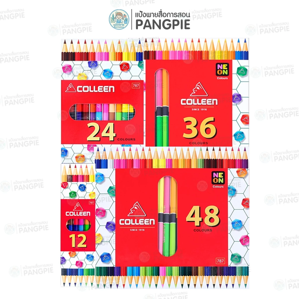 Colleen 787 สีไม้คอลลีน ดินสอสี เนื้อสีสดใส สีเข้ม คม ชัด ขนาด 12สี , 24สี , 36สี , 48สี (2 หัว)