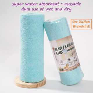 ผ้าขนหนูไมโครไฟเบอร์ 25x25 cm. ม้วน20ผืน สี sky blue เช็ดทำค…