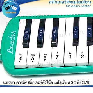 สติกเกอร์โน๊ตสำหรับเมโลเดียน เมโลดิก้า เมโลเดี๊ยน(Melodian Melodica Sticker) ขนาด 32 คีย์