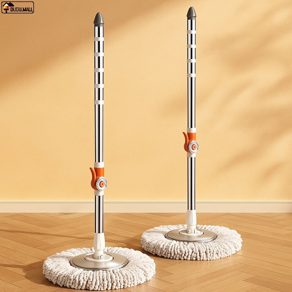 ไม้ถูพื้น Spin Mop ไม้ม็อบหมุนได้ 360 องศา อุปกรณ์ทำความสะอาดพื้น ม็อบดันฝุ่น