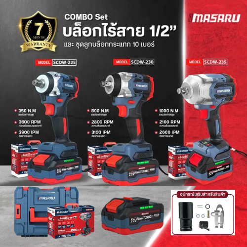 MASARU บล็อกไฟฟ้า รุ่นใหม่ SCDW-225 SCDW-230 SCDW-235